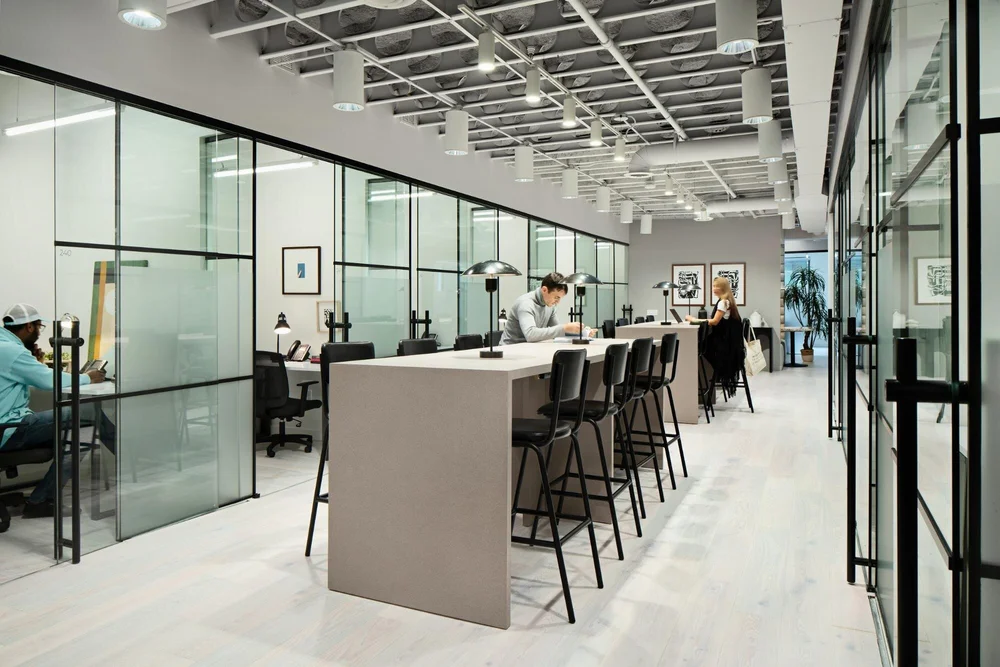 Modern hybrid office workspace